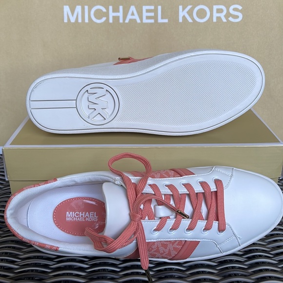 MICHAEL KORS POPPY STRIPE LACE UP NAPPA FAUX LEATHER SHERBERT WMNS - Picture 4 of 16